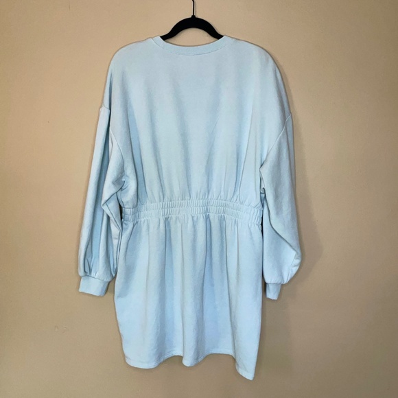 Light Blue Long Sleeve Fleece Dress - Picture 2 of 5